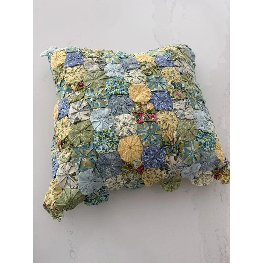 LL Bean Pinwheel Yoyo Quilt Comforter Full Queen w/ Matching 19